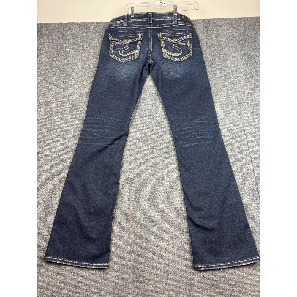Silver Jeans Women's 31x33 Dark Blue Aiko Bootcut Embroidered Western Glove - Picture 3 of 10